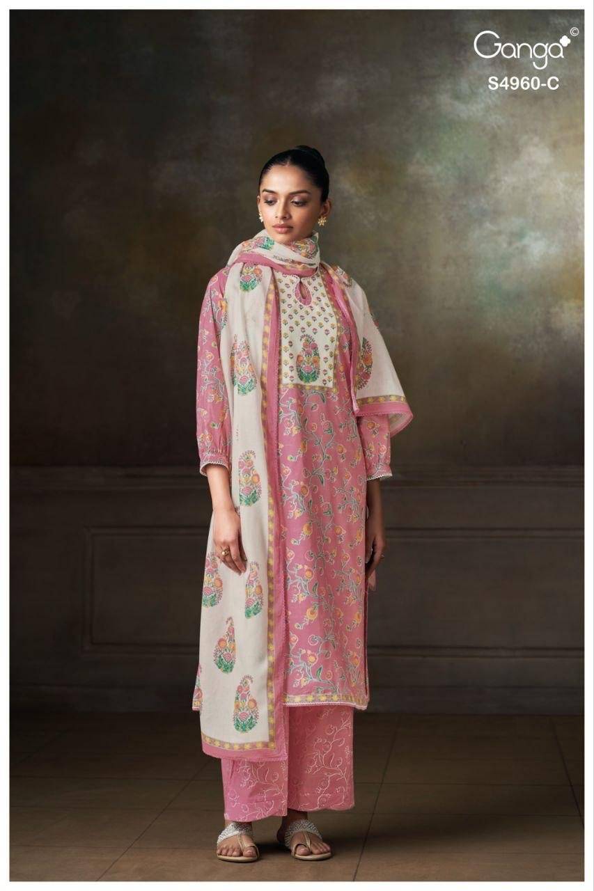 TERSIA 4960 By GANGA 4960a TO 4960d series Beautiful Festive Suits Stylish Colorful Fancy Casual Wear PREMIUM COTTON PRINTED Dresses At Wholesale Price